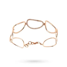 Bracciale oro rosa ovali lucidi diamanti 0,28ct