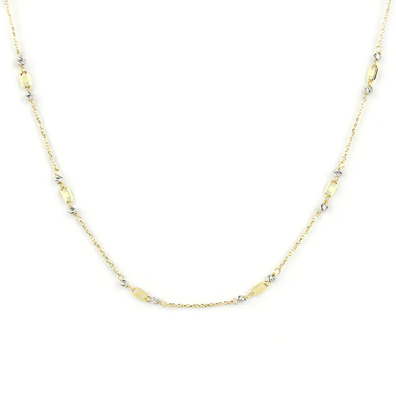 Collana bicolore in oro giallo e oro bianco