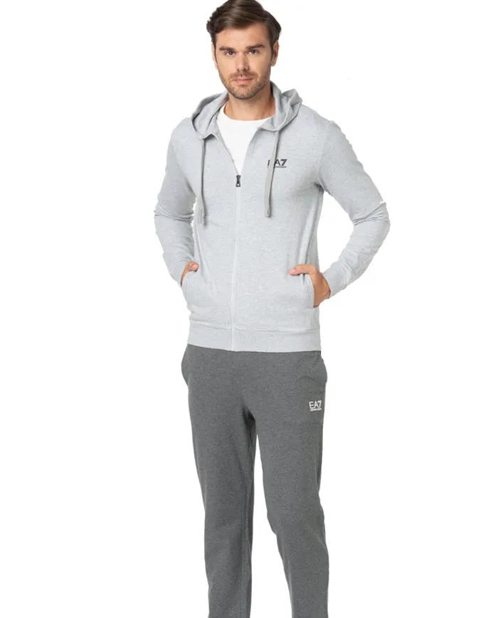 EA7 Armani Tuta Uomo 8NPV50 PJ05Z A-ES Cotone Completa Felpa Zip Grigio 29BR LIG/ DARK GREY MEL