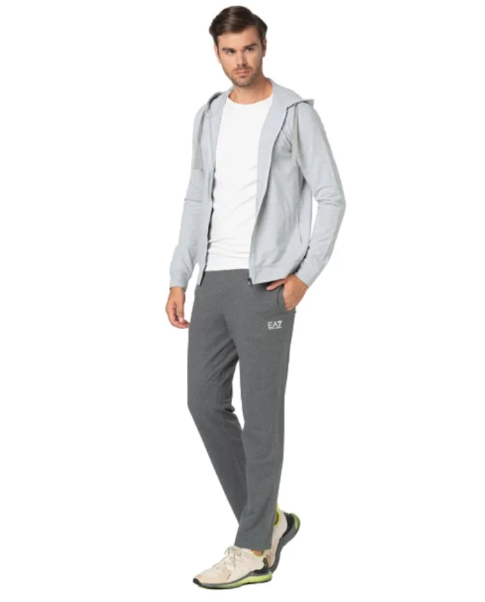 EA7 Armani Tuta Uomo 8NPV50 PJ05Z A-ES Cotone Completa Felpa Zip Grigio 29BR LIG/ DARK GREY MEL