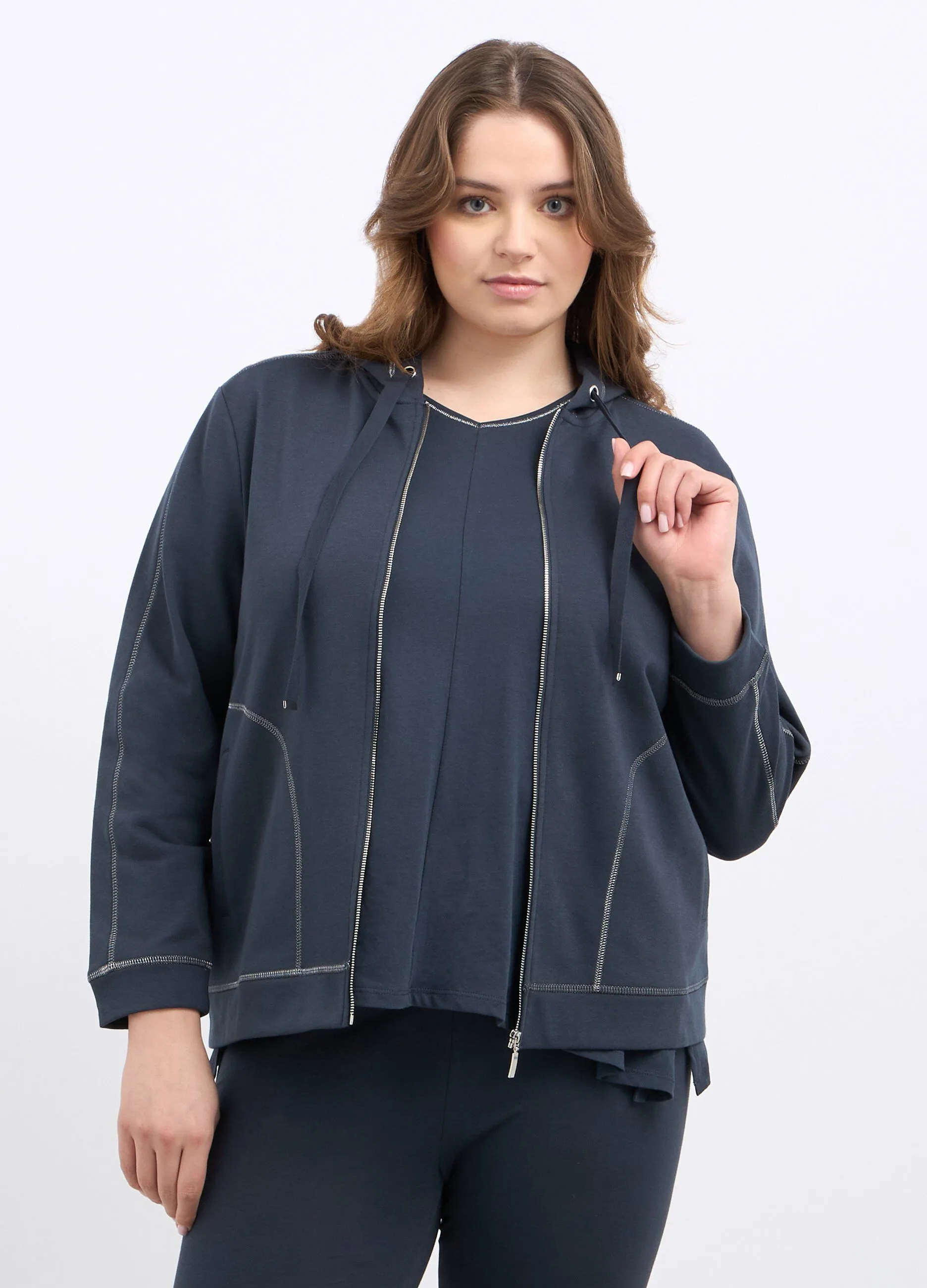 Felpa curvy full zip donna