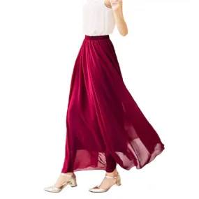 Gonna elegante in chiffon a vita alta da donna Vita elastica Gonne lunghe casual maxi Saias 80/90/100 cm 22 Colori Estate Autunn