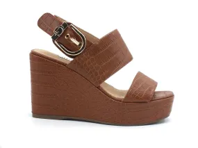 GUESS Sandalo Zeppa Pelle Cognac FL6NOLPEL04