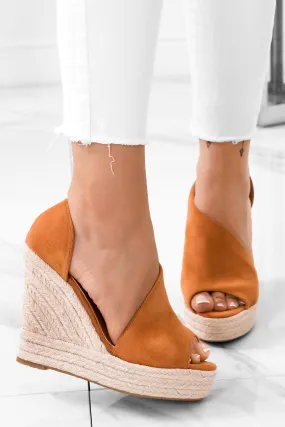 JOLIE - Espadrilles camel con zeppa in corda