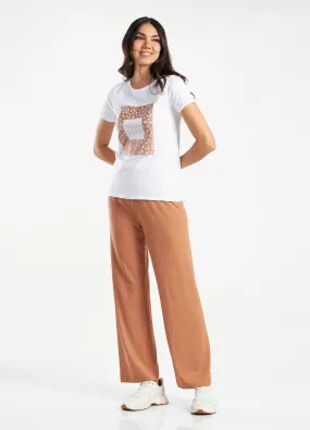 Pantaloni wide leg in costina donna