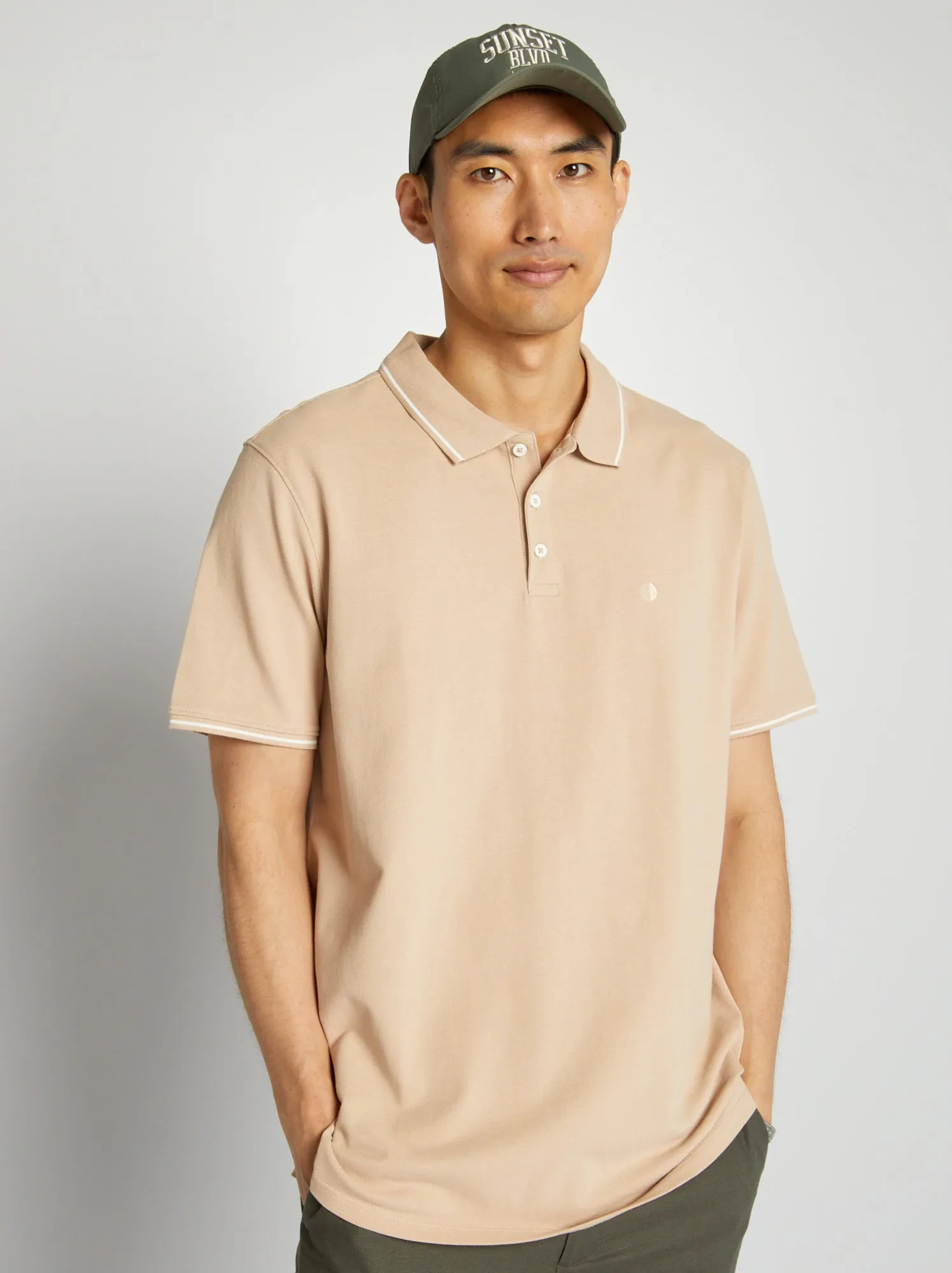 Polo in piqué di cotone - BEIGE