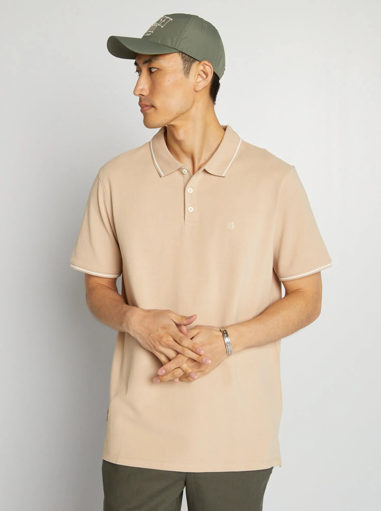 Polo in piqué di cotone - BEIGE