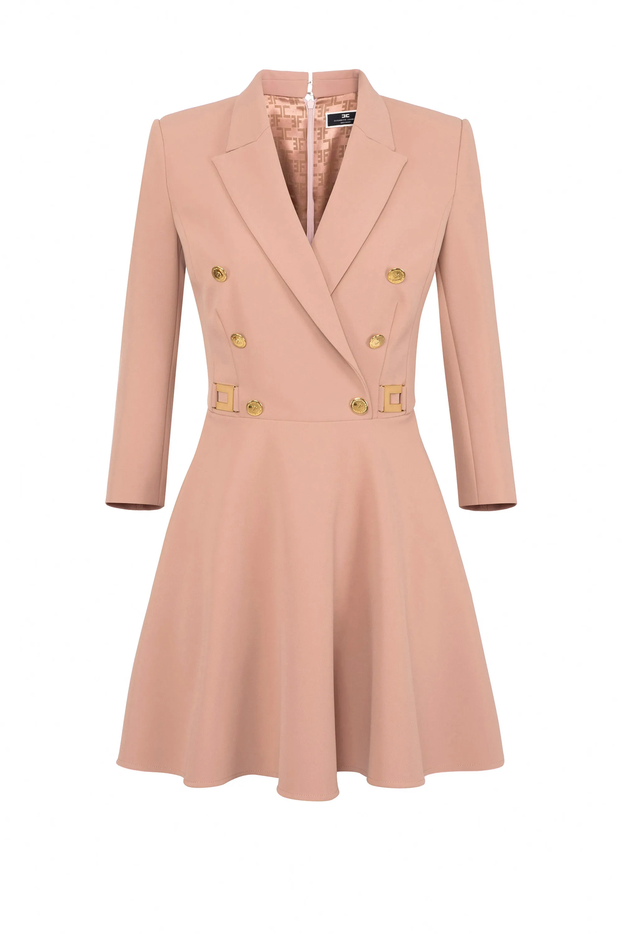 Robe-manteau in doppio crêpe con gonna godet