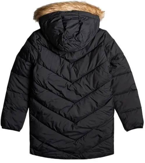 ROXY Some Say giacca trapuntata alla moda per bambini, elegante giacca outdoor con cappuccio e bordo in pelliccia ERGJK03095 KVJ