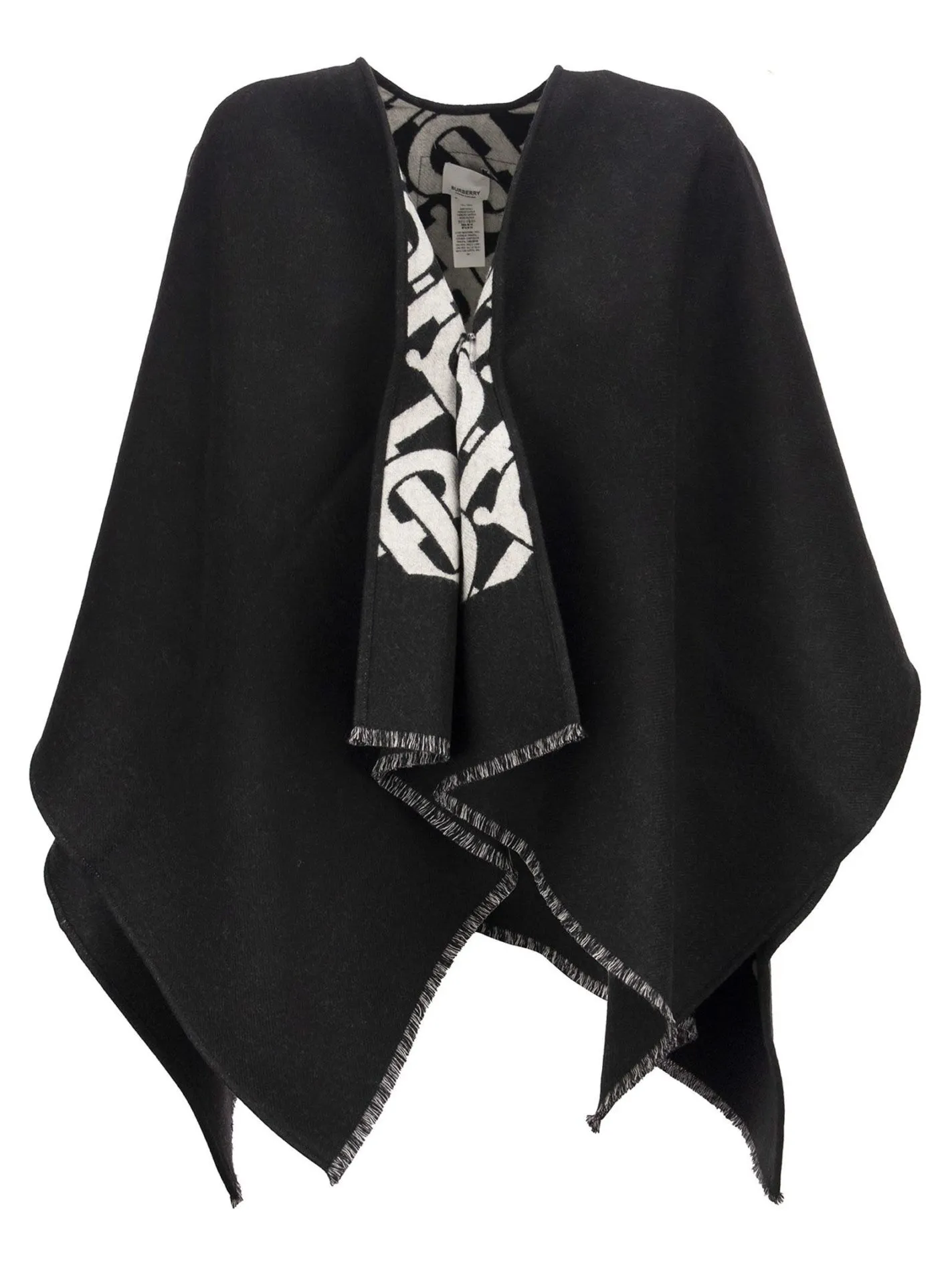 SOLID – Wool cape with jacquard monogram pattern