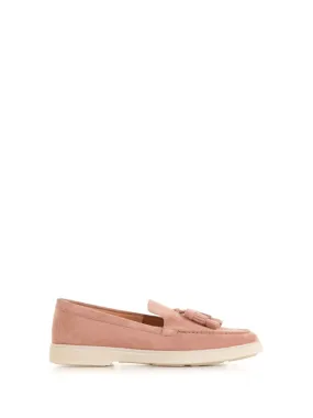 Suede loafer with tassels