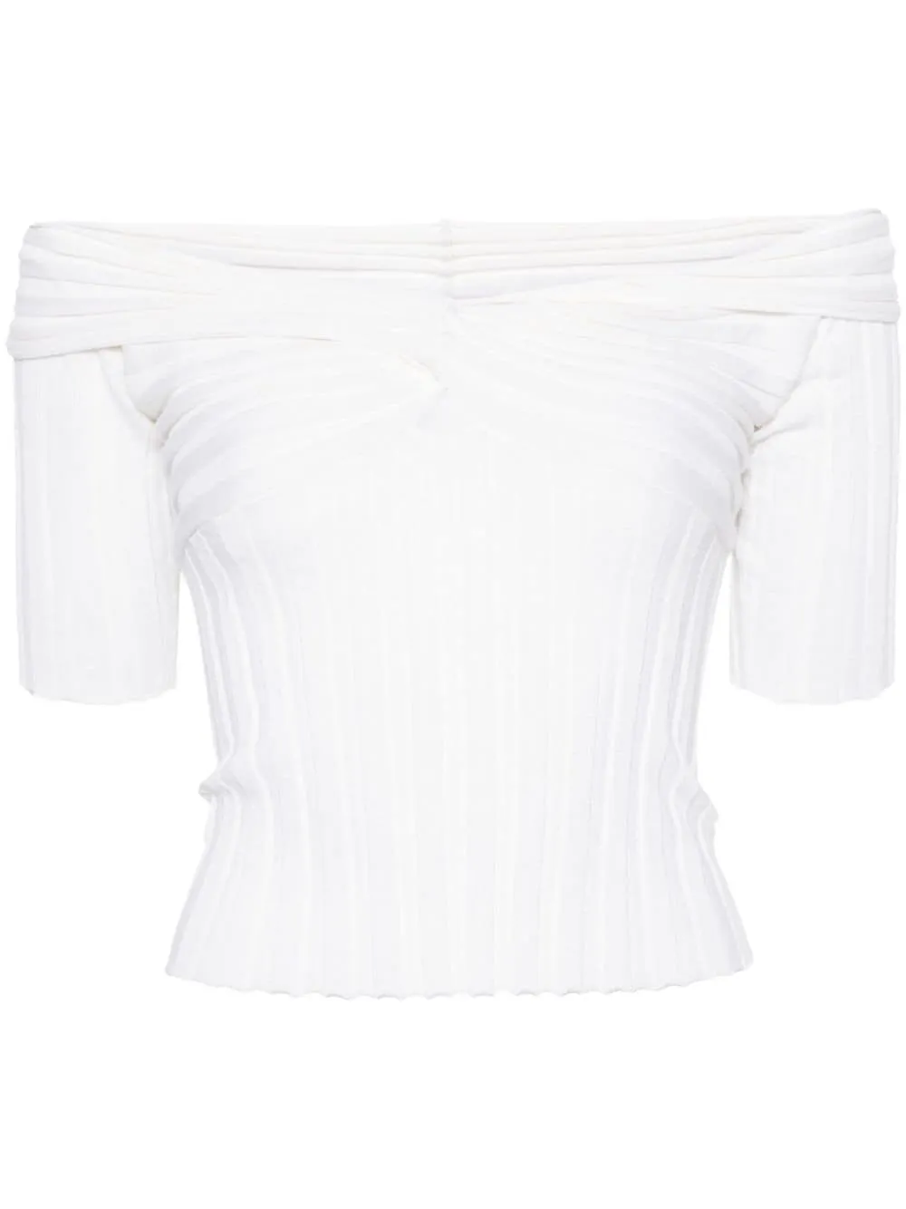 Top a coste con dettagli twist in bianco - donna