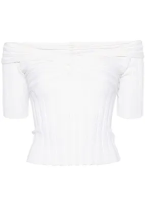 Top a coste con dettagli twist in bianco - donna