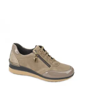 VALLEVERDE V13315 sneakers donna zeppa pelle beige